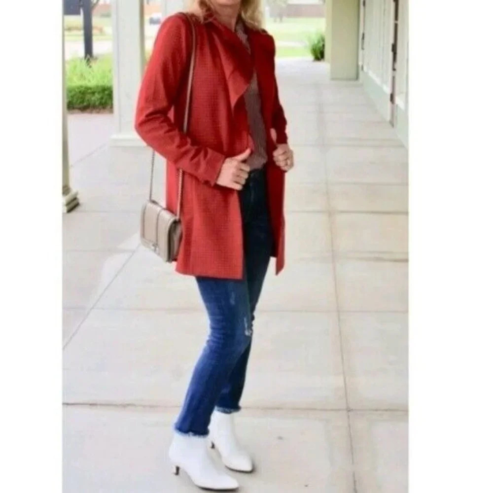 Cabi Women's Red Celebration Houndstooth Jacket Coat #3546 Size Small